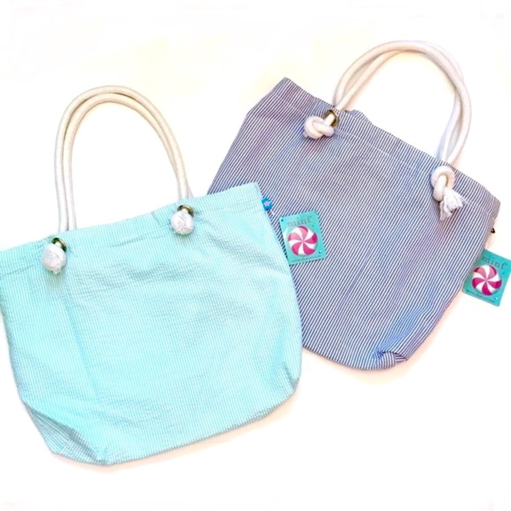 NWT 14 x 18 Seersucker Nautical Rope Tote Bags